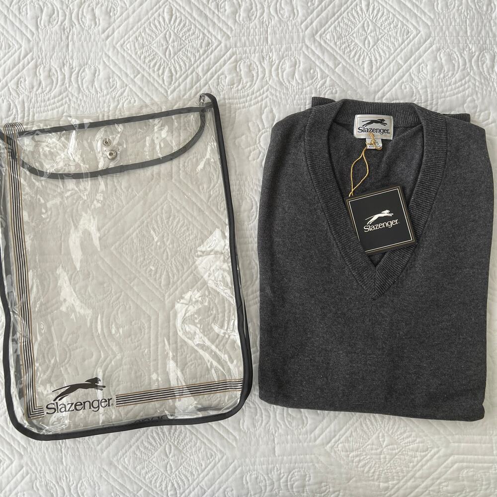 Slazenger Men's Cotton V-Neck Vest Grey Large NWT